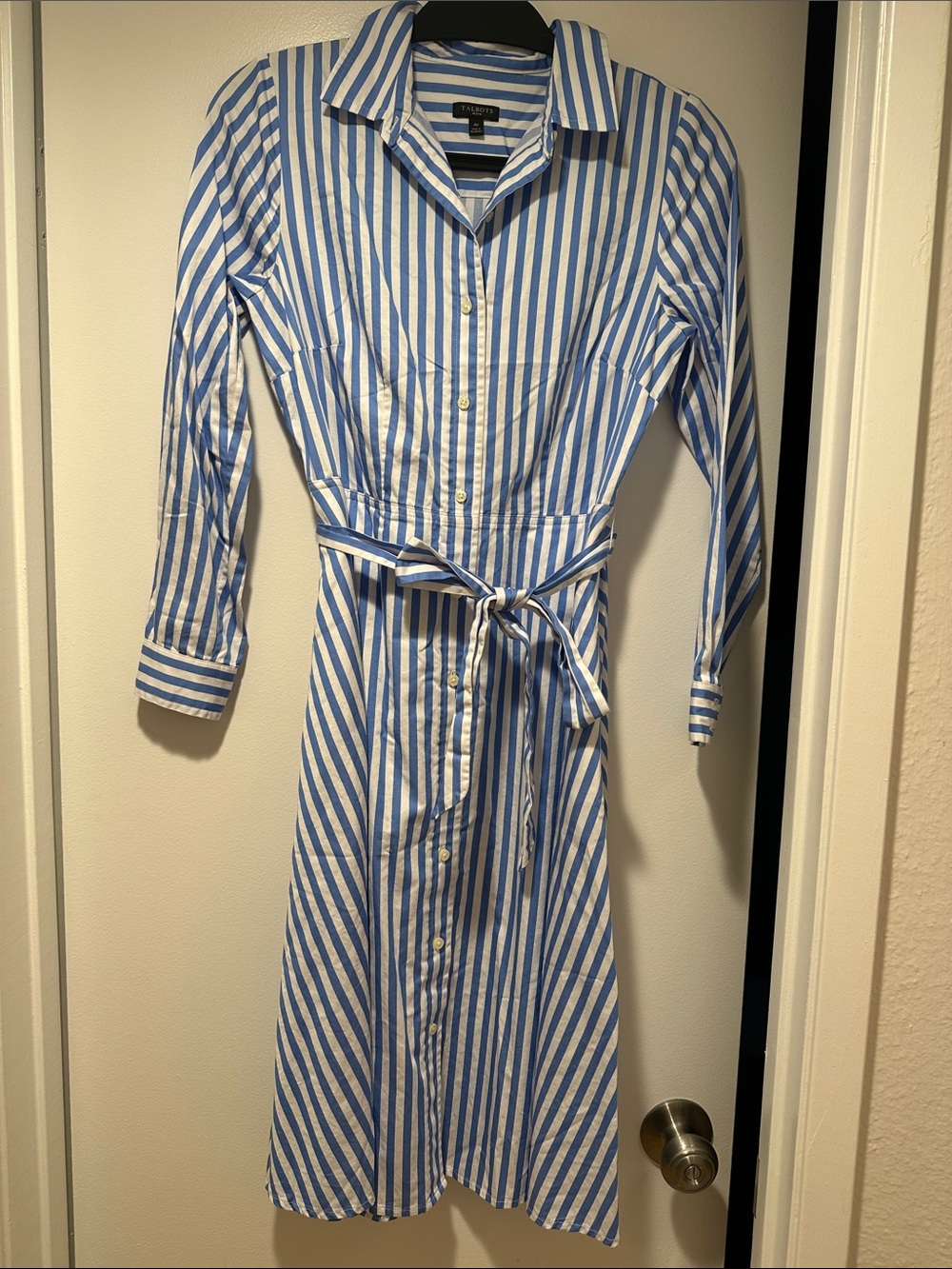TALBOTS Classic Poplin Shirtdtess - Vertival Stripe Size 4P - Picture 6 of 9